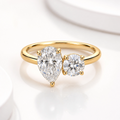 The Daydream Ring, pear and round lab grown diamond toi et moi ring in 9k yellow gold