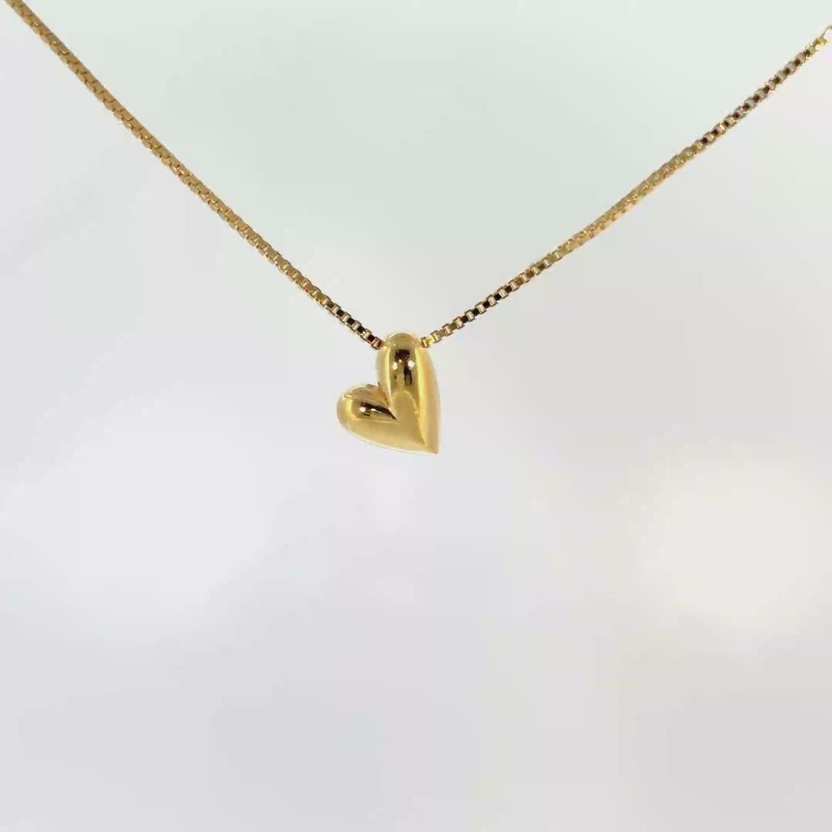 Yellow Gold Puffed Heart Pendant Necklace