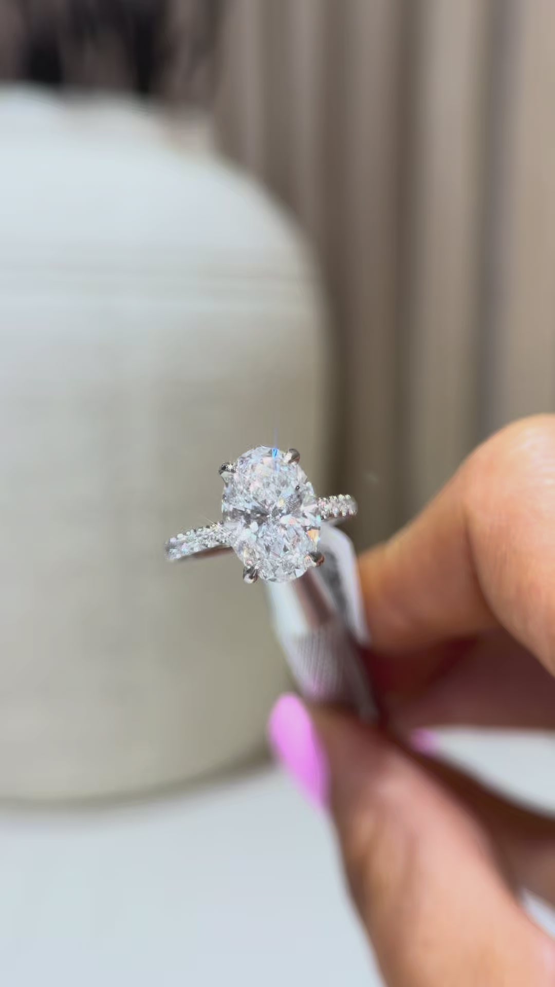 3.04ct Oval Lab Grown Diamond Ring