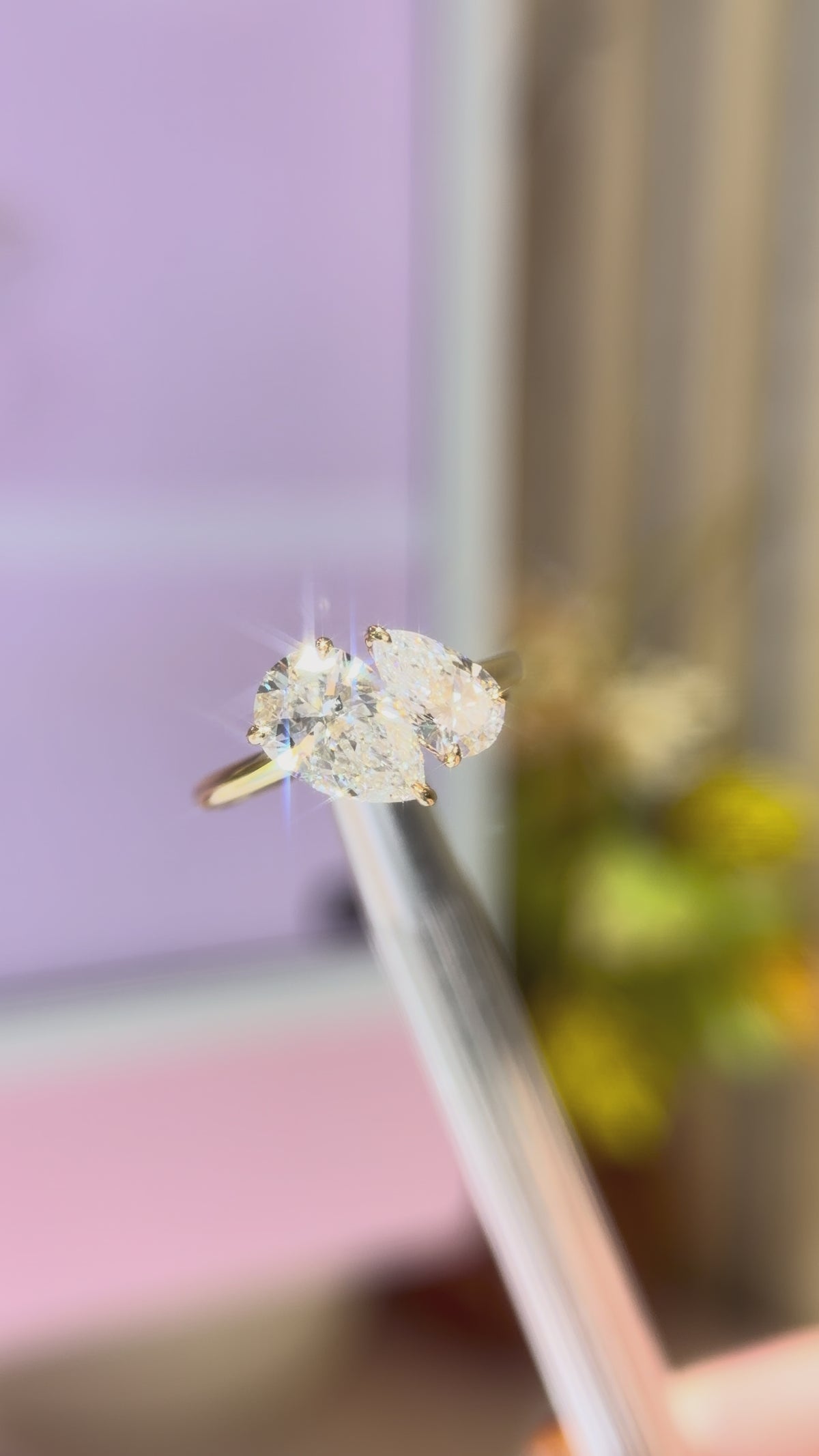 Video of The Promise Ring pear lab diamond toi et moi ring in 9k yellow gold